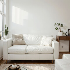 modern living room interior design with white sofa