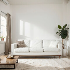 Obraz premium modern living room interior design with white sofa