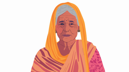 Indian old woman vector flat minimalistic isolate