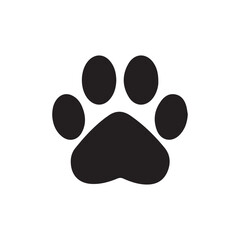 Set of animal paw print. Dog or cat footprint vector icon illustration Paw prints. Vector paw. Dog, puppy, cat, bear, wolf. Legs. Foot prints.