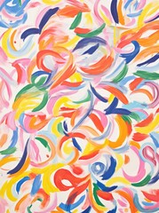 Fototapeta premium The painting showcases an array of vivid colors splashed across the canvas in an abstract pattern, creating a visually stimulating composition.