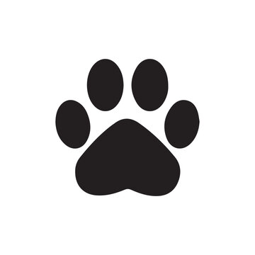 Set of animal paw print. Dog or cat footprint vector icon illustration Paw prints. Vector paw. Dog, puppy, cat, bear, wolf. Legs. Foot prints.