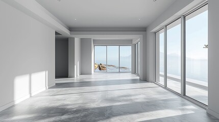 Empty pale grey room interior