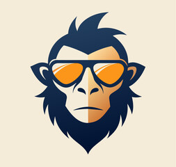 Monkey mascot logo vector. Animal vector illustration. Geek monkey logo. Chimpanzee vector logo design