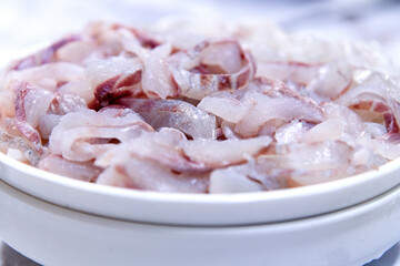 View of the sashimi on the plate