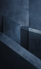 Abstract geometric shapes and shadows in cool blue tones.