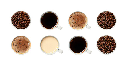 Coffee Collection in 3D Digital Art, Isolated on Transparent Background, Perfect for Cafe Menus and Beverage Promotions