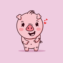 cute pig, cute pig, cartoon pig, illustration, pig, flat cartoon style