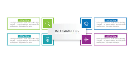 Vector Infographic label design template with icons and 4 options or steps.