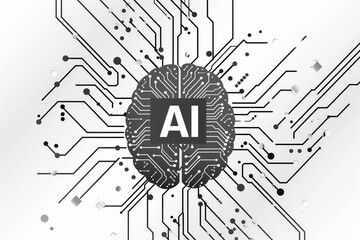 AI Brain Chip iii v semiconductors. Artificial Intelligence neurotransmitter pathways mind ai regulation axon. Semiconductor neurotechnology collaboration circuit board vcsel - obrazy, fototapety, plakaty