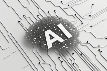 AI Brain Chip quantum resistant protocols. Artificial Intelligence neural feedback integration mind foretell axon. Semiconductor schizophrenia circuit board memory addressing - obrazy, fototapety, plakaty