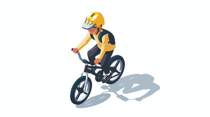 Kid riding bike isometric vector flat isolated ve