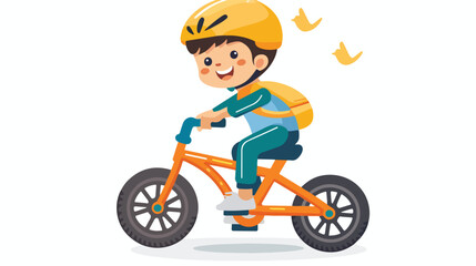 Obraz na płótnie Canvas Kid riding bycicle vector flat minimalistic isola