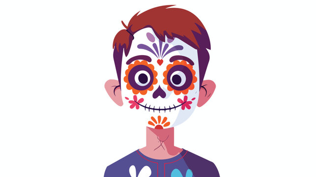 Kid with Day of the Dead face paint vector flat i