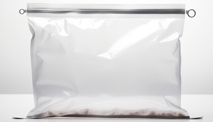 White plastic bag with black handle.