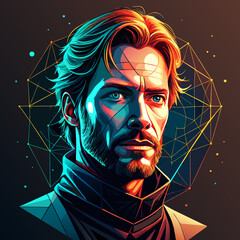 Artificial intelligence. Outline of the human head with circuit board inside. 