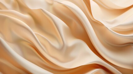 Obraz premium Silken Waves: Gentle Folds of a Satin Fabric in Soft Cream and Gold Hues Evoking Elegance and Luxury abstract background