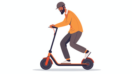 Man riding escooter vector flat minimalistic iso