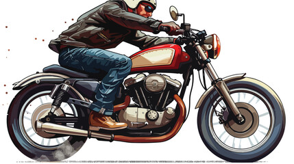 Man riding Motor bike isolated vector style with