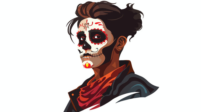Man with Day of the Dead face paint vector flat i