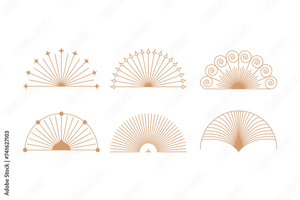 Fototapete Vector design elements and simple illustrations in simple linear style, packaging template, minimal designs for golden foil printing
