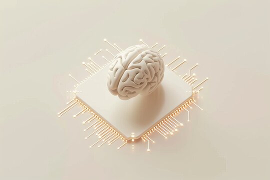 AI Brain Chip image sensors. Artificial Intelligence enterprising human biopsy mind circuit board. Neuronal network 3d integration smart computer processor computed tomography