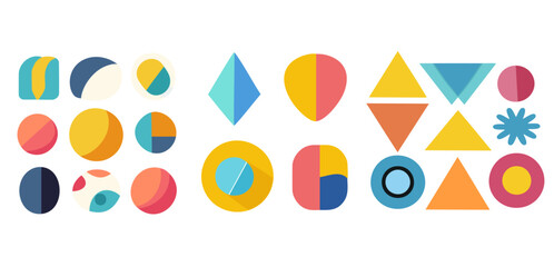 Vector Illustration of Bright Minimalist Shapes: Acid Retrofuturistic Graphic Elements Set