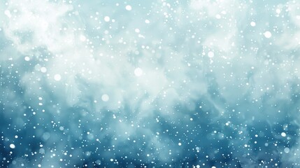 Obraz premium Winter Dreamscape - Soft Snowfall over a Mystical Blue Clouded Sky, a Tranquil and Enchanting Wintry Scene