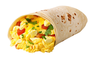 Breakfast Burrito with Scrambled Egg isolated on transparent background Remove png, Clipping Path, pen tool
