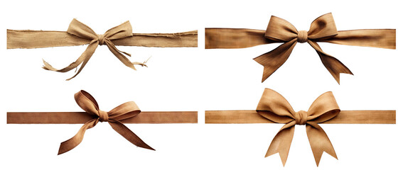 Set of brown fabric bows, cut out