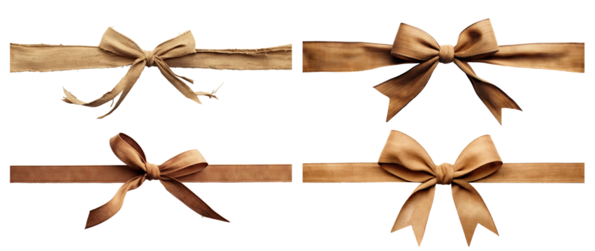 Set of brown fabric bows, cut out