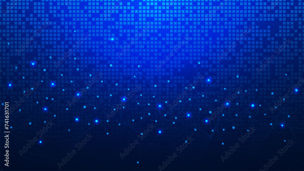 Poster abstract geometric with connected dots and lines for futuristic network, social networking and globa