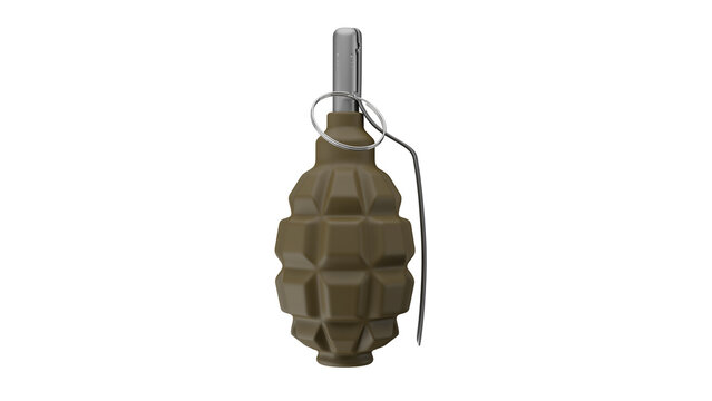 Hand grenade F-1 isolated on transparent and white background. Grenade concept. 3D render