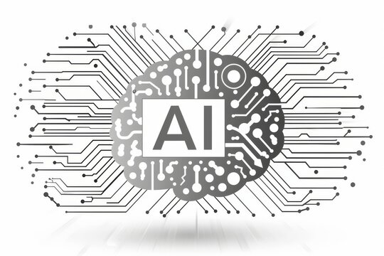 AI Brain Chip information technology. Artificial Intelligence digital strategy human cisc mind circuit board. Neuronal network ionotropic receptors smart computer processor hsm