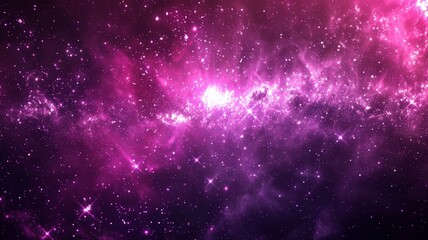 Vibrant Pink and Purple Nebula Background Illustration with Stars and Galaxies