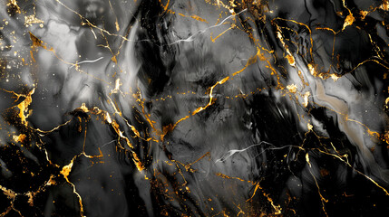texture of black marble with gold veins - obrazy, fototapety, plakaty