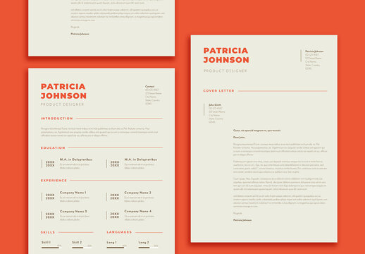 Resume and Cover Letter with Red and Brown Accents