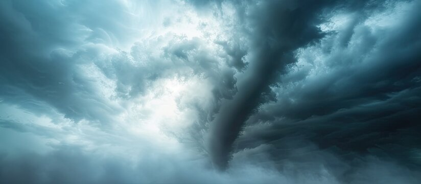 A funnel cloud forming in the sky above. with copy space image. Place for adding text or design