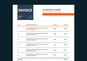 Invoice Layout with Blue and Orange Accents