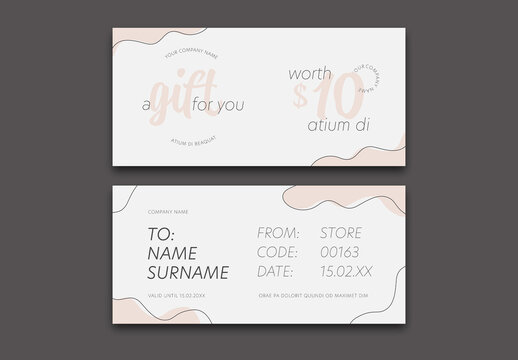 Pastel Gift Card Layout with Brown Accents