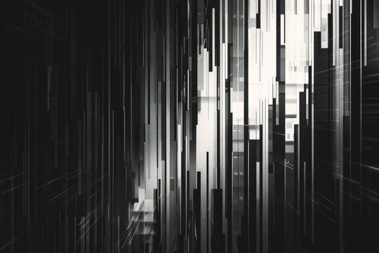 Abstract monochrome glitch art, parallel light rays © Kaessa