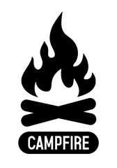 Campfire. Vector black illustration isolated on white background.