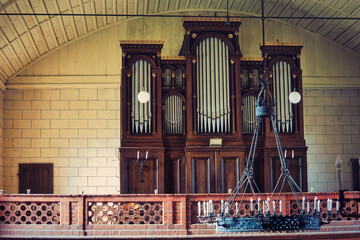 Organ Pipe Organ Pipes - Interior of the Church - Kirche - Background - Concept - Religion -...