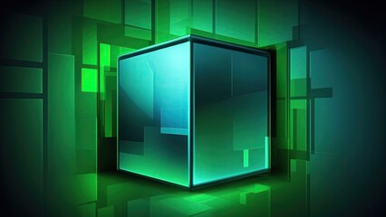 Abstract Green square wallpaper with a blue light