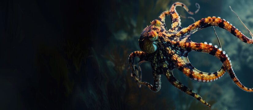 Underwater world mimic octopus Lembeh strait Indonesia. with copy space image. Place for adding text or design