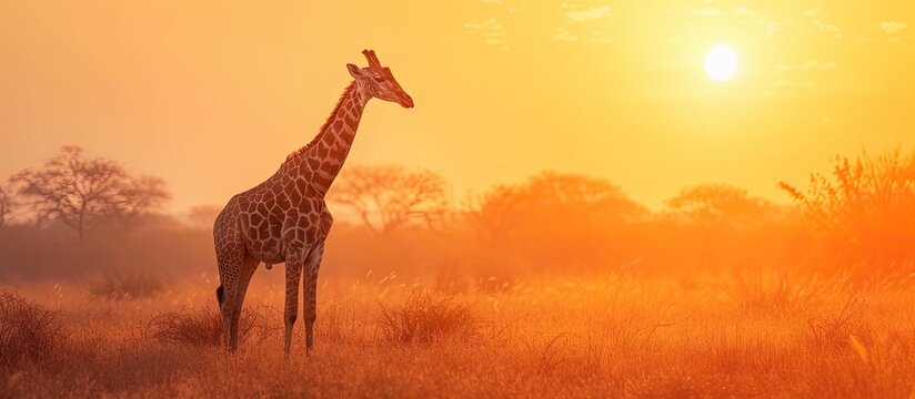 Giraffe in the bush of Kruger national park South Africa Giraffe at dawn in Kruger park South Africa. with copy space image. Place for adding text or design