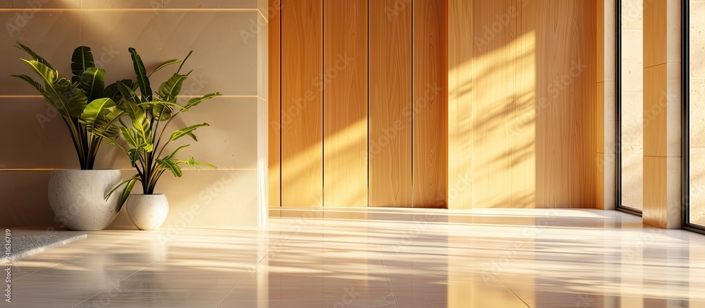 Poster modern open plan hallway. with copy space image. Place for adding text or design