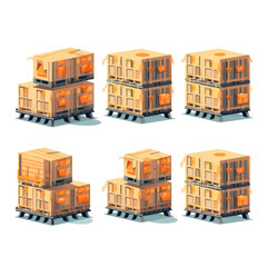 Warehouse Area Boxes On Pallets Near, Isolated Transparent Background Images