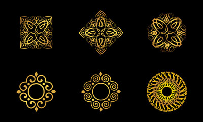 Luxury flower gold logo mandala design floral logo can be use for your business and company