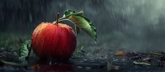 consequences to ripening apple after hail storm. with copy space image. Place for adding text or design